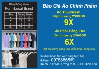 BẢNG GIÁ SỈ CÁC LOẠI ÁO PHÔI TRƠN VẢI THUN 100%COTTON LOCAL BRAND 2022